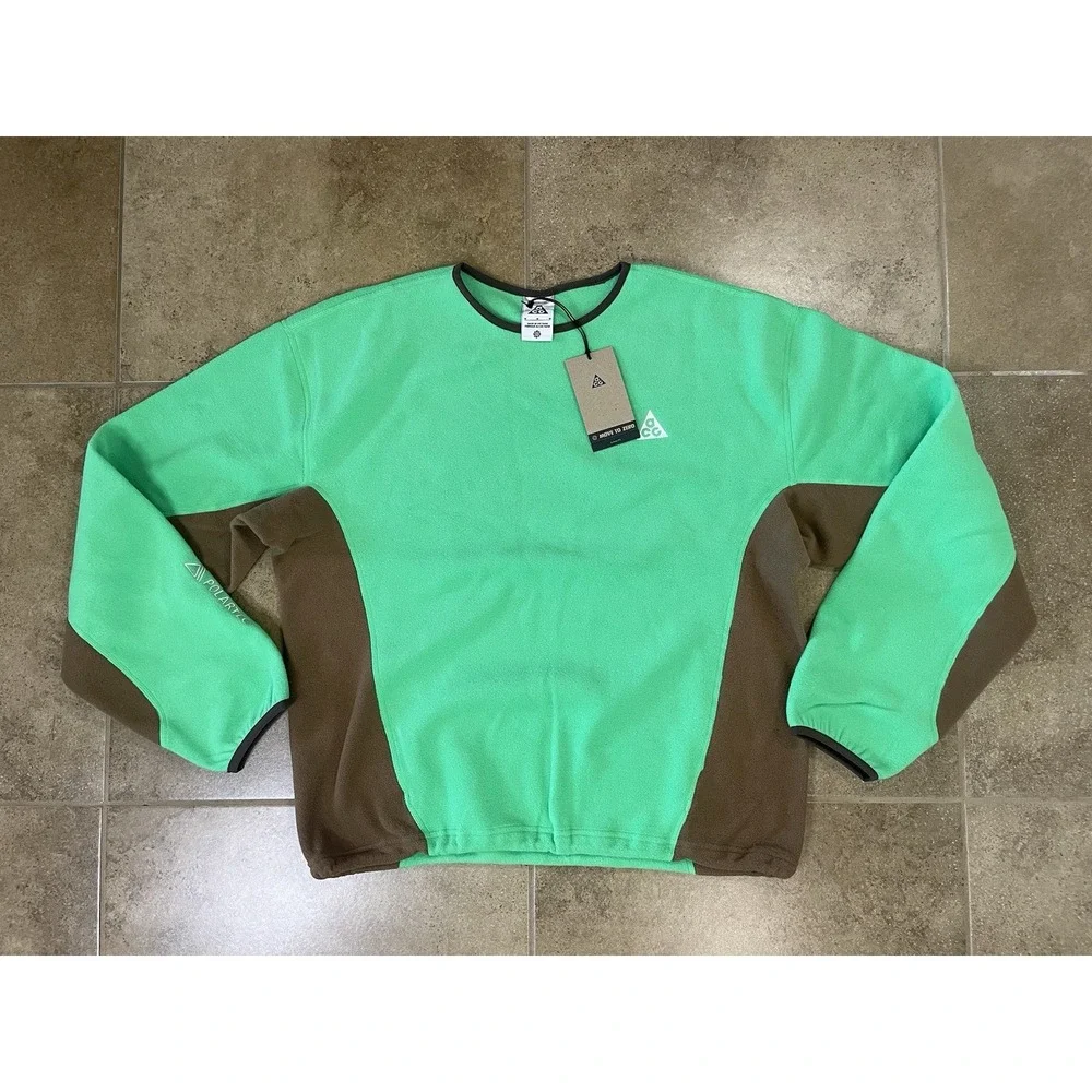 NWT Nike ACG Wolf Tree Mens Sz M Polartec Trail Fleece Crew Pullover HV1117-388